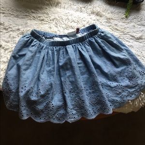 Light blue denim style mini skirt